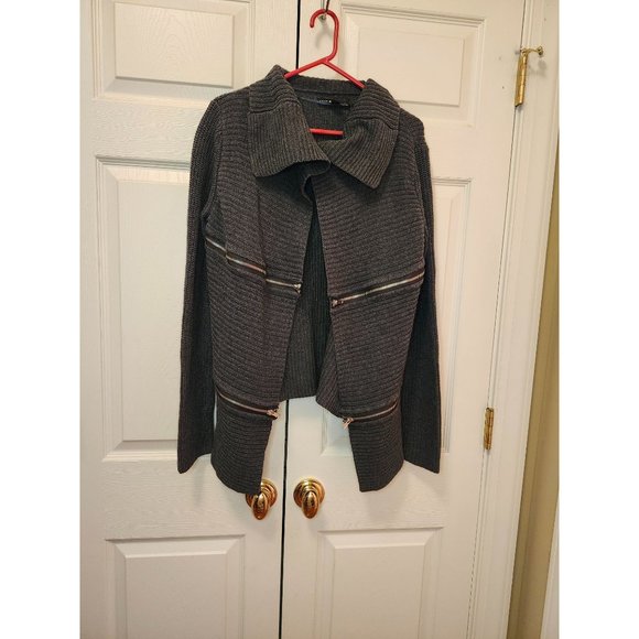 Rock & Republic Sweaters - Women Rock & Republic Gray Zipper Single Snap Open Cardigan Sweater Size M